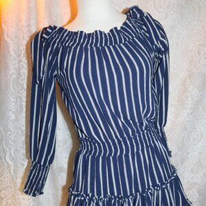 MISA Los Angles minidress XS stripped, smocked and ruffled